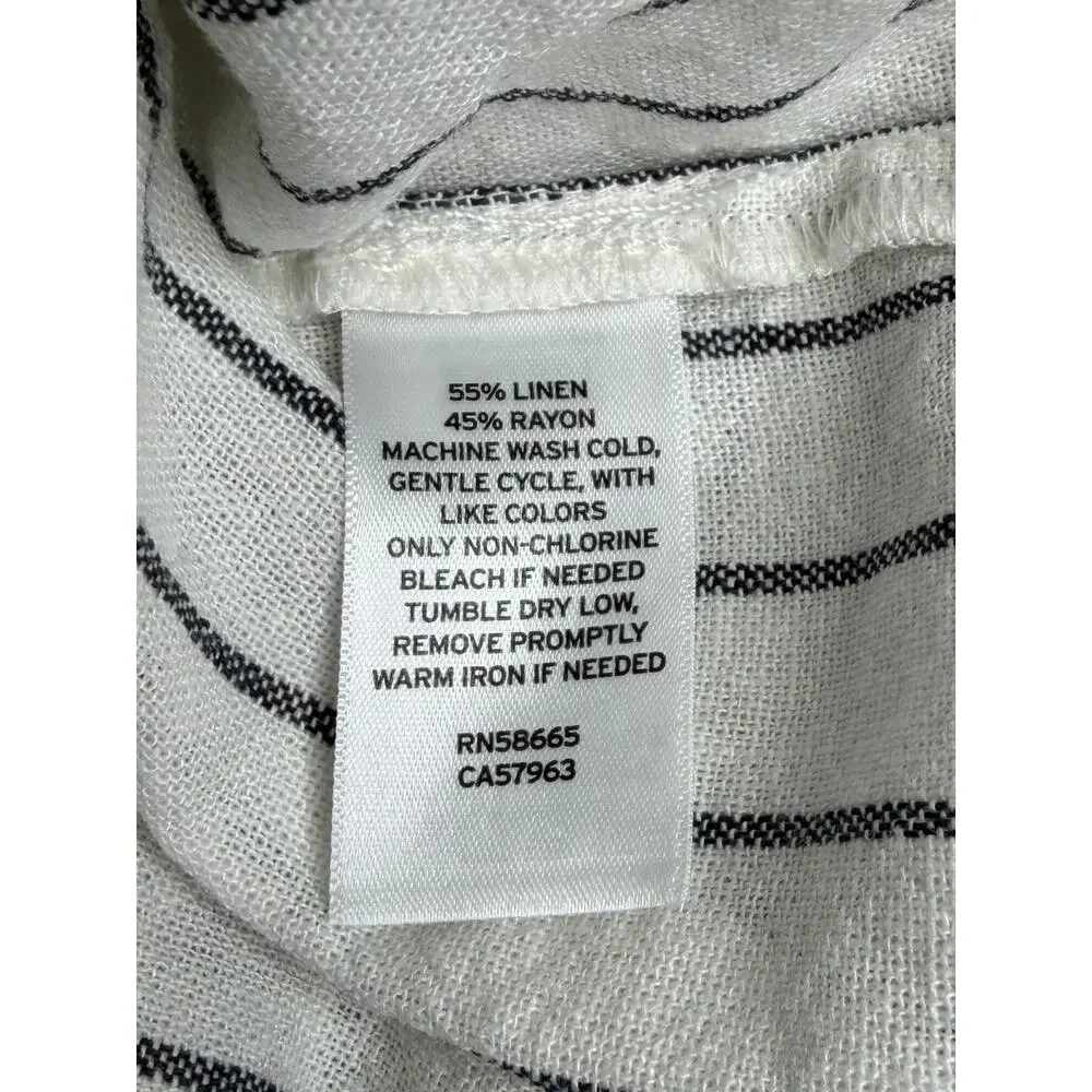 Caslon Stripe Long Sleeve Linen Blend Shirt Dress Sz XL Shift Neutral Minimalist - Picture 6 of 10